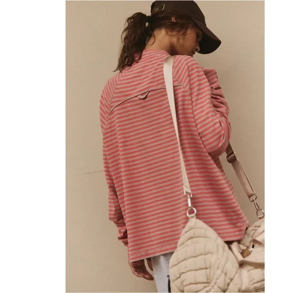 FIRM PRICE NWOT FP MOVEMENT BY FREE PEOPLE RESTORATION YARN DYE STRIPE LAYER - Picture 3 of 8